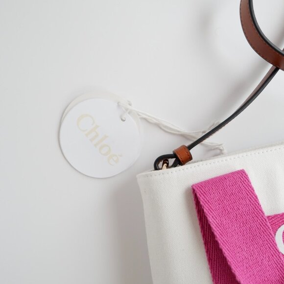 Authentic Preowned Chloe White/Pink Canvas Two Way Bag - Picture 7 of 16